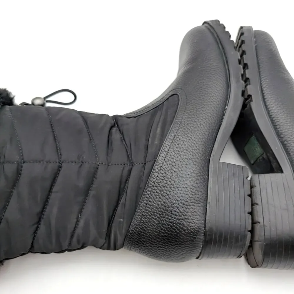 Trotters Bryce Faux Fur Trim Winter Boots Women's Black Tumbled Size US5.5M EU36